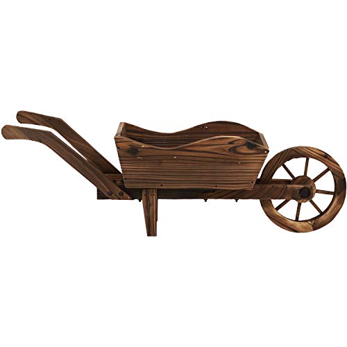 Sunnydaze Wooden Decorative Wheelbarrow Planter, for Patio, Lawn and Garden - 35 x 10 x 11 Inches