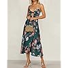 Women-Spaghetti-Strap-Midi-Satin-Dresses-Tie-Front-Backless-Split-Hollow-Dress Fashionme Women Spaghetti Strap Midi Satin Dresses Tie Front Backless Split Summer Casual Floral Hollow Flowy Slip Sundress Wedding Guest Beach Cocktail Graduation Dark Green