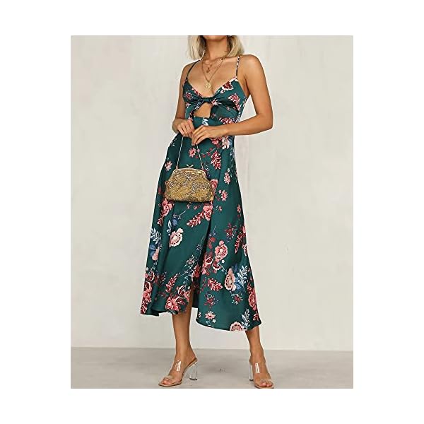 Women-Spaghetti-Strap-Midi-Satin-Dresses-Tie-Front-Backless-Split-Hollow-Dress Fashionme Women Spaghetti Strap Midi Satin Dresses Tie Front Backless Split Summer Casual Floral Hollow Flowy Slip Sundress Wedding Guest Beach Cocktail Graduation Dark Green