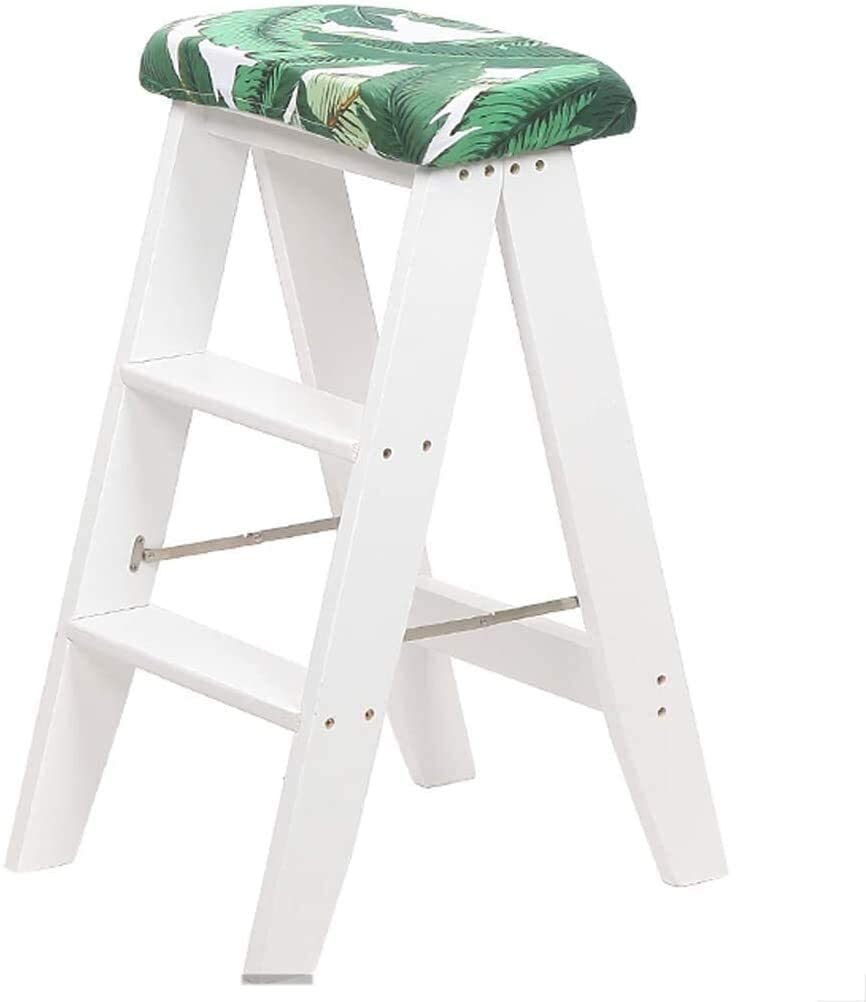 Banc créatif escabeau en bois massif avec coussin rembourré amovible hauteur 64 cm