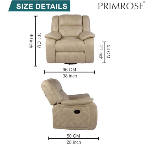 Image of Primrose Christie Single Seater Manual 1R Recliner Sofa | Recliner for Living Room Bedroom & Home Office (Beige)