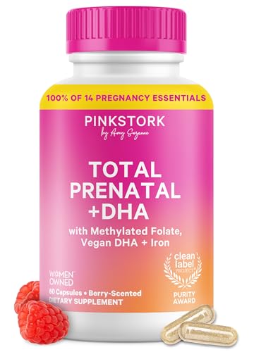 Product Image of the Pink Stork Total Prenatal Vitamins with DHA, Folate, Iron, Choline, and Vitamin...