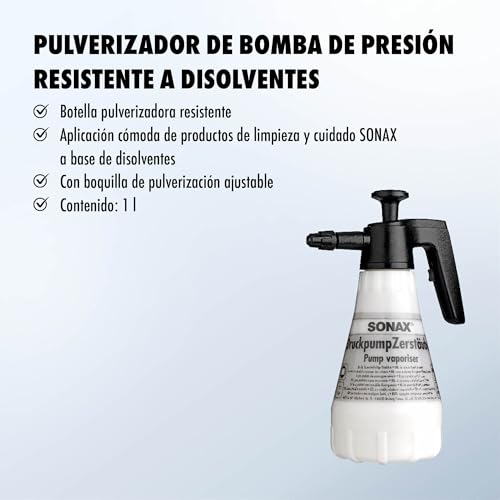 SONAX Pulverizador de Bomba resistente a disolventes 1L 2