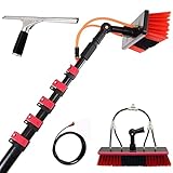 Genérico Pértiga telescópica para Limpieza de Ventanas de 3,6 a 10,8 m con rasqueta y pulverizador, Cepillo Extensible para la Limpieza de Paneles solares y Exteriores, Herramienta de Lavado eficient