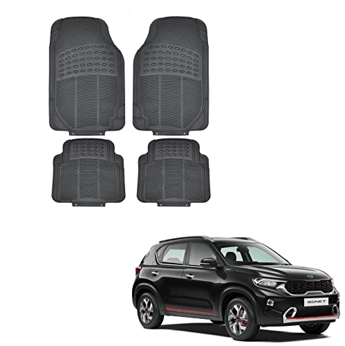 Image of Kozdiko Car Simple Rubber Black Floor Mat Set of 4 Pcs for Kia Sonet