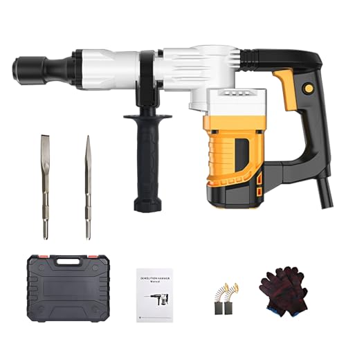Concrete Breaker Demolition Hammer, 1200W Heavy Duty Electric Demolition Jack Hammer, Stepless Variable Speed, Power Rotary Hammers Drill with Safety Switch, for Floor Tile Removal
