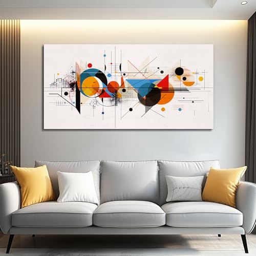 KELIYUAN Framed Wall Art For Living Room Canvas Wall Decor For Bedroom Room Modern Home Decorations Abstract Geometric Color Line Painting Wall Pictures Artwork Bathroom Ready to Hang Mural 20"x40"