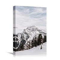 Canvas Wall Art Snowy Tops Cool Dramatic Mountain Nature Photography Romantics - 12x18 inches