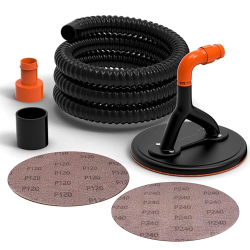 Zipcase Dust Free Hand Sander, Drywall Sander with Vacuum, with 7.4 ft Hose, Adapter, 120 Grit and 240 Grit