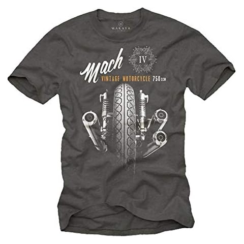MAKAYA Motorbike Accessories for Men - Vintage Motorcycle T-Shirt Grey XXXXL Cover