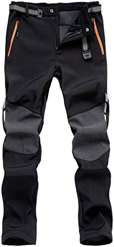 LHHMZ Men's Soft Shell Fleece Lined Hiking Trousers Outdoor Water-Resistant Breathable Thicken Winter Warm Walking Climbing Pants