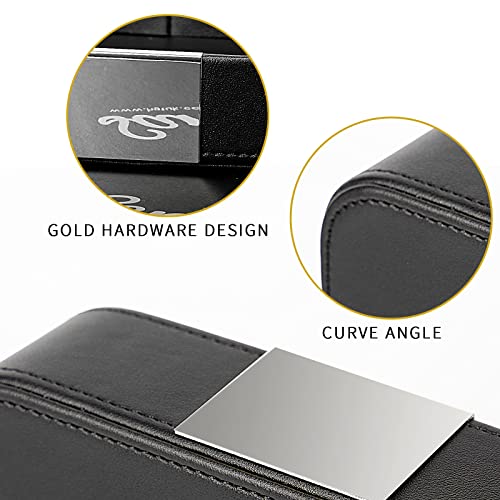 Image of SANZIE Luxury Leather Tray Organizer Valet Tray Key Tray for Entryway Table Desktop Storage Catchall Tray Decorative Tray for Jewelry Keys Wallet Phone Watch (Metal Silvered, Black)