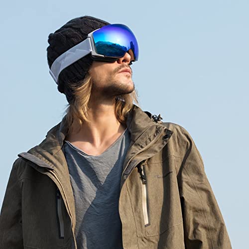 Image of OutdoorMaster Ski Goggles PRO - Frameless, Interchangeable Lens 100% UV400 Protection Snow Goggles for Men & Women ( Grey Frame VLT 15% Blue Lens with Free Protective Case )