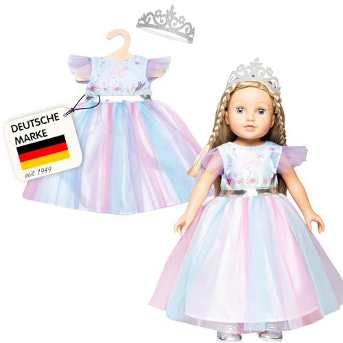 Heless 2130 - Kleid für Puppen im Design Fee und Einhorn, mit silberner...