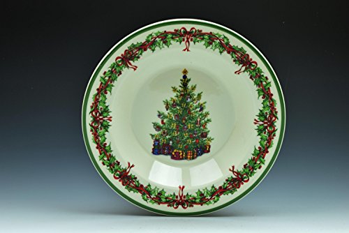 Christopher Radko Holiday Celebrations 9" Christmas Tree Rimmed Soup Bowl