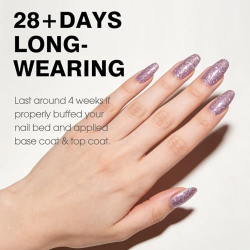 Image of CANNI 9ml Purple Glitter Gel Nail Polish, High Gloss UV LED Soak Off Gel