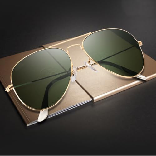 Image of ARICKS Classic Aviator Sunglasses for Men Women Driving Sun glasses Glass Lens 100% UV Blocking