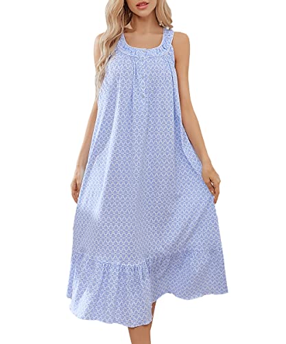 Image of 100% Cotton Nightgowns for Women Soft Ladies Gowns Sleepwear Long Sleeveless Nightgown
