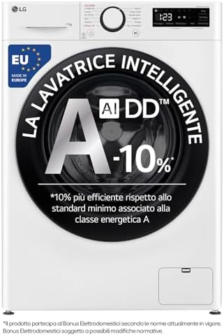 LG AI DD F4R3011NSWB Lavatrice Carica Frontale Serie R3, 11kg, 14...