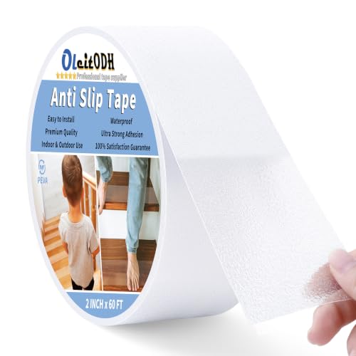 Oleitodh Clear Non-Slip Tape, 2In x 60Ft, Transparent Safety Grip