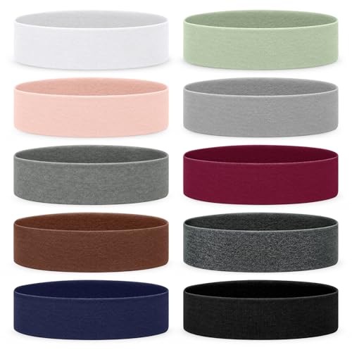 Fishinsea Sport Headbands for Women, Elastic Soft Fabric Non-Slip Hair Bands Hair Warp for Daily Workout Yoga Running Sports, 10 Pack