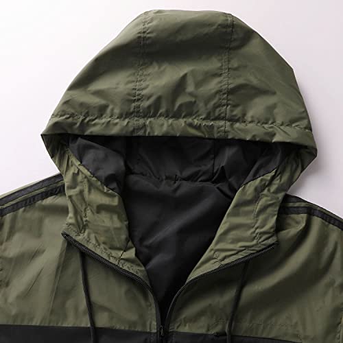 Cookfip Men's Zip Up Waterproof Rain Jacket Outdoor Lightweight Softshell Hiking Travel With Zippered Pocket (Army Green/Black, Xl) #TOP7