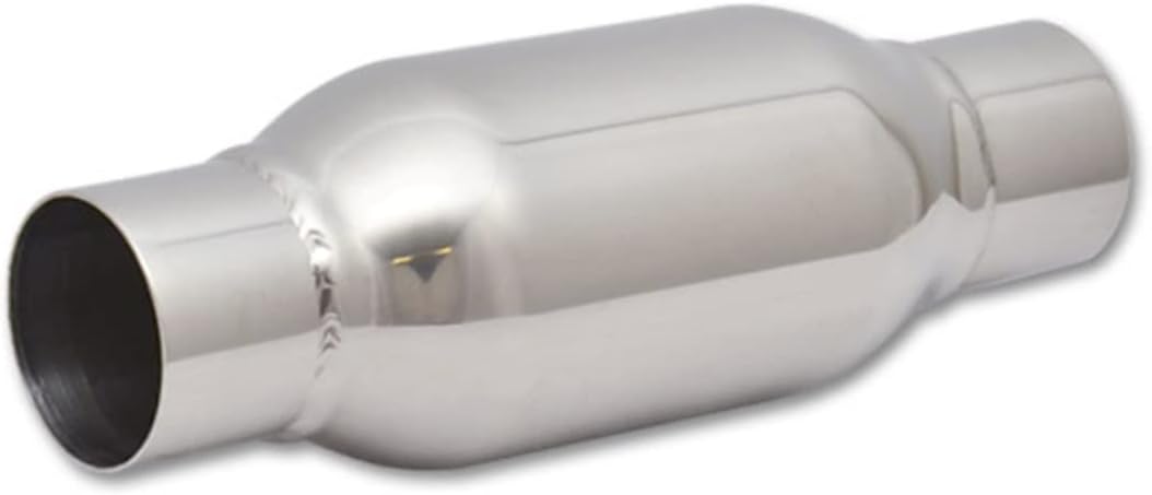 Vibrant Performance 1792 Bottle Style Resonator - T304 Stainless Steel, 2.5in Inlet/Outlet, True Straight-Through Exhaust Noise Dampener