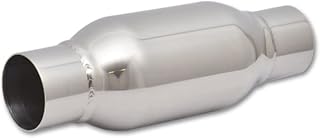 Vibrant Performance 1792 Bottle Style Resonator - T304 Stainless Steel, 2.5in Inlet/Outlet, True Straight-Through Exhaust Noise Dampener