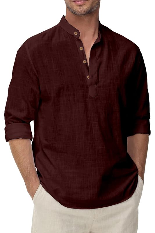 Men's Kurta Style Cotton Shirt | Short Kurta for Men Festive Look | Mandarin Collar | Roll-Up Sleeves-image-25