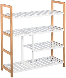 HOMCOM 4 Tier Shoe Racks Storage Stand Shelf Organizer Wood Frame 78 x 68 x 26 cm Hallway Furniture