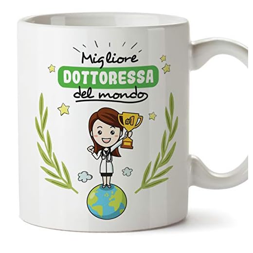 Mugffins Dottoressa Tazze Originali di caffè e Colazione da Regalare Lavoratori e Professionisti - Migliore Dottoressa del Mondo - Ceramica 350 ml