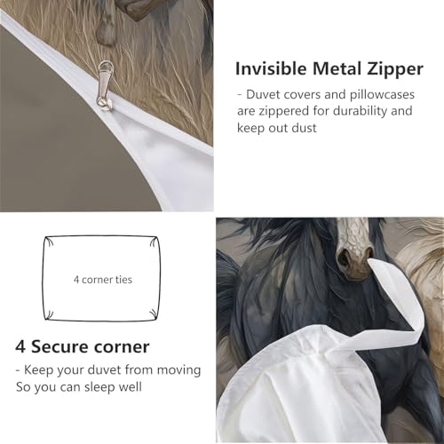 Parure de lit motif cheval en microfibre de qualité supérieure - 8