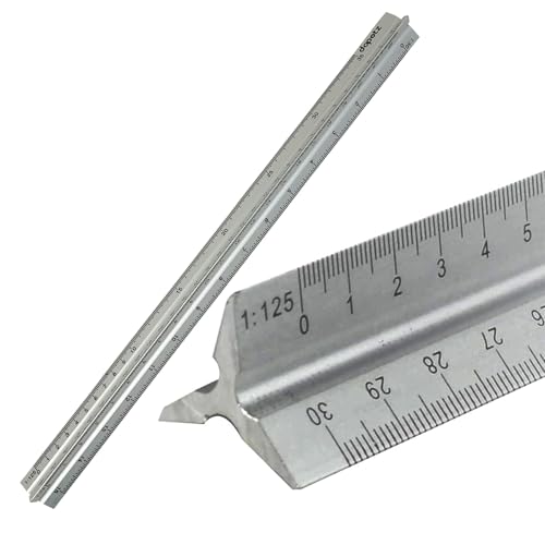 Dapetz ® Triangular Aluminium Tri Scale 300mm Metal Ruler Architects Engineers Rule 12" Cast Aluminium Scale Rule With Triangular Body For Safer Cutting