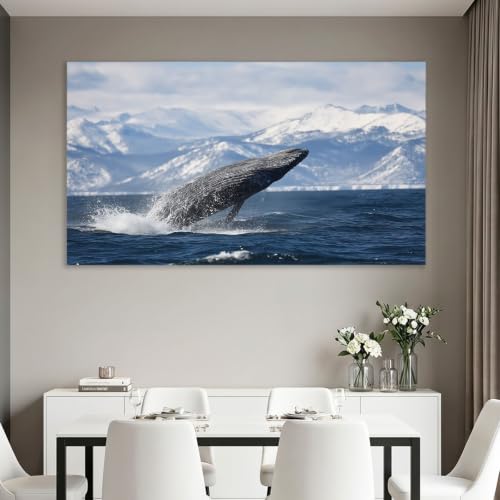 Lienzo de ballena moderno para decorar tu salón u oficina con elegancia marina 2