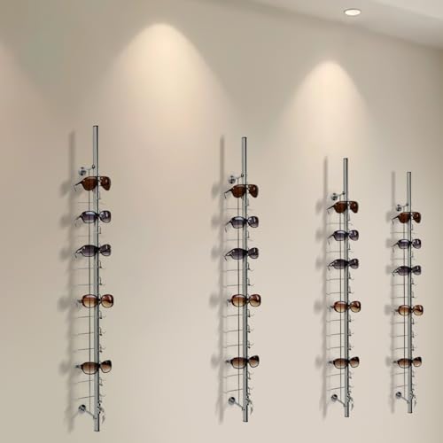 ZeStarDair 10 Pcs Eyeglass Dispaly Eyeglasses Holder Stand Aluminium Glasses Display Stand Sunglasses Display Rack for Optical Shop Glasses Mall (48 In Hold 14 Frames with Lock)