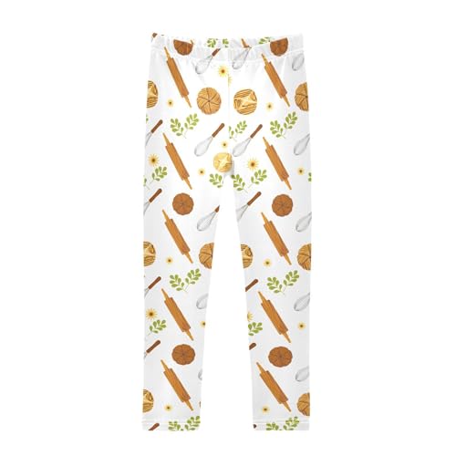 Bread Rolling Pin Egg Beater Girls Leggings,Workout Leggings for Girls Toddler Athletic Leggings Size for 3-10T