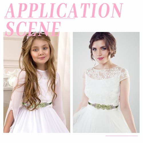 Wedding Bridal Belt Sash with Flower Rhinestone Pearl Satin Ribbon Bridal Belt Waist Sash for Wedding 5