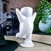 NW Wholesaler 3.25 Inch White Ceramic Happy Person Shaped Planter for Air Plants - (Air Plant Holder only) - Table Top Display Vases and Planters for Air Plants and Other Mini Plants