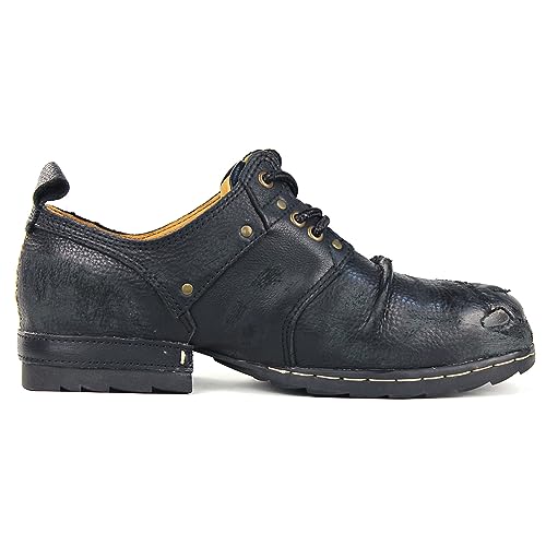Image of Men's Grippy Black Iron Piece Toe-tipped Design Chukka Boots Lace-up Motorcycle Casual Leather Dress Ankle Boot for Men Fashion 6015-3-A-R