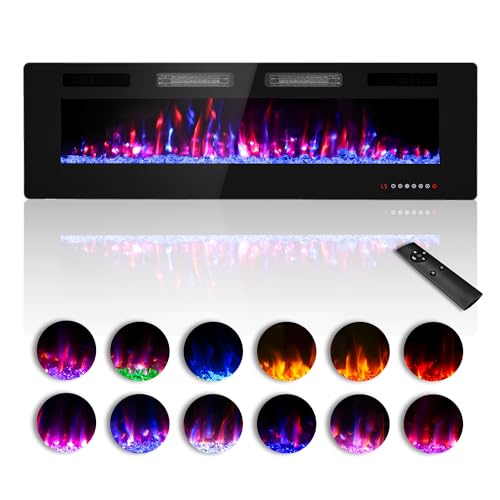Zionheat 60 inches Electric Fireplace-Wall Fireplace for Living Room-Fireplace Freestanding/Inserts/Wall