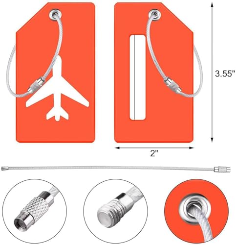 Image of Luggage Accessory Set 8 Pack Luggage Suitcase Wheels Cover & 2 Packsilicone Luggage Tag& 2 Pack Adjustable Suitcase Straps, Wheel caps and Straps fit Most Luggage(Orange)