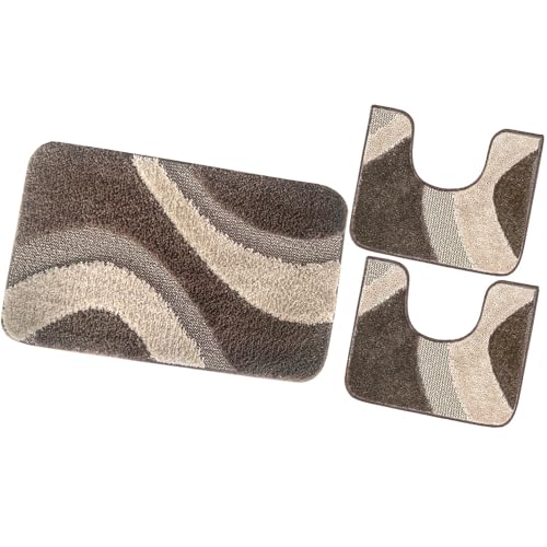 emmevi Tappeto Bagno Moderno Parure Set 3 Pezzi Morbido Soffice