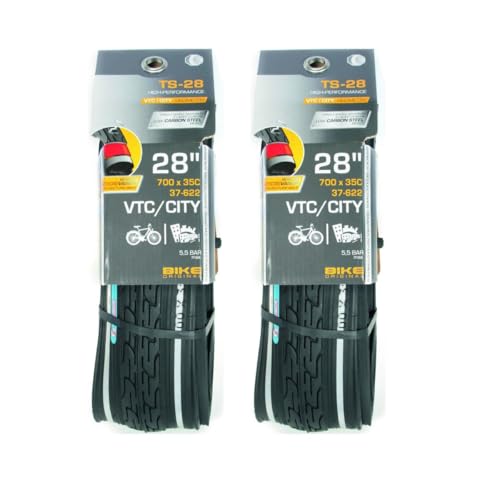 Bike Original - Lot de 2 Pneus VTC 700x35C - Tringles Souples Renforcées - Renfort Anti-Crevaison - Adhérence Optimale - ETRTO 37-622 - Pression Max 5.5 Bars...