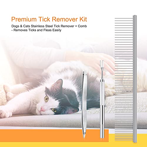 BWOGUE Premium Tick Remover Kit for Dogs Cats Stainless Steel Tick Remover + Comb - Removes Ticks and Fleas Easily - Image 7