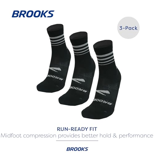 Brooks Run-In Crew 3 Pack Socks, Performance Athletic Running Crew Socks with Comfort Fit for Men & Women (3-Pack)3