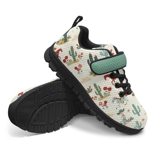 Little Kid Shoes Boys Girls Sneakers Tennis Running Lightweight Breathable Shoes Cactus Cowboy Horse Pattern4