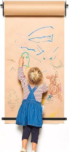 Distributeur mural de rouleau de papier kraft et cutter – Support de papier à dessin facile à installer pour enfants et artistes