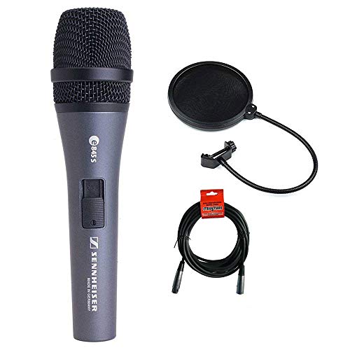 Sennheiser E845S Super-Cardioid Handheld Dynamic Microphone With Switch Plus Xlr-Xlr Cable And Pop Filter #TOP6