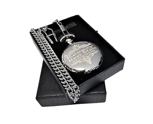 Engraved Pocket Watch, Green Dial With Roman Numerals, Comes With The Chain, Fitted Box And Engraving. Vintage Style Gold Pocket Watch Personalized (Gold Polished) #TOP2