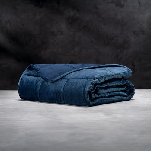 LUXOME Full Size Weighted Blanket | Integrated Cooling & Plush Cover | 15 lbs | 54"x72" | Navy